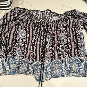 Women’s blouse off the shoulder, tassel front tie